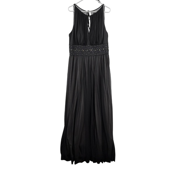 Jessica Howard Dress Womens 16 Black Cocktail Beaded Maxi Evening Gown NWT - Picture 1 of 10